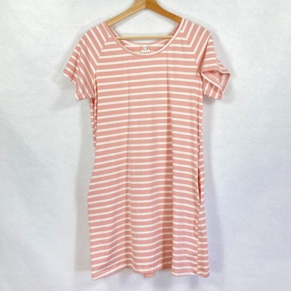 Short Sleeve T-Shirt Dress Striped Jersey Knit Spring Summer Beachy Boho M